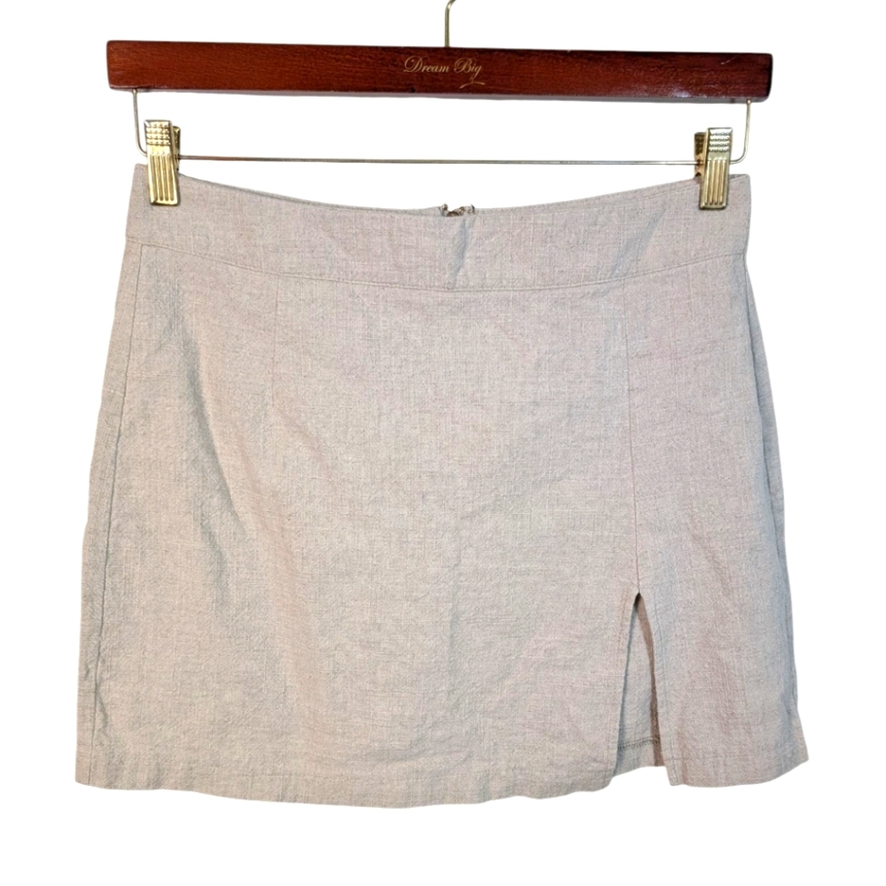 Lioness Beige Lola Linen Cotton Mini Skirt